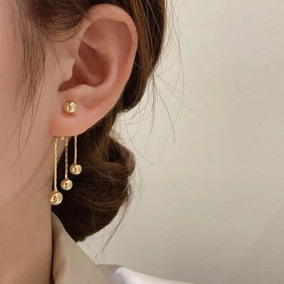 Gold plated Tassel Drop earrings - Picture 4 of 5